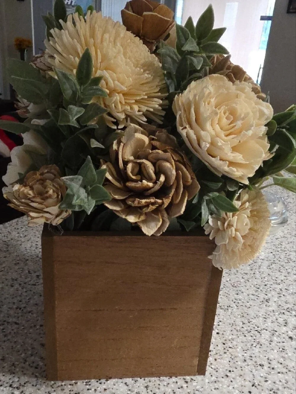 Neutral Cream and Green Artificial Floral Arrangement - Home Accents